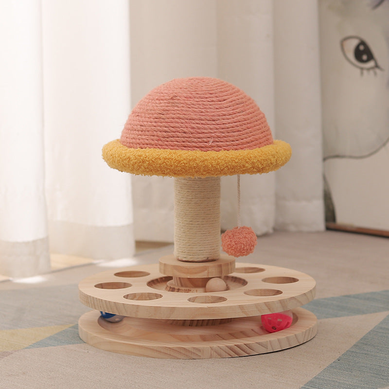 Solid Wood Sisal Grinding Claw Turntable Toy