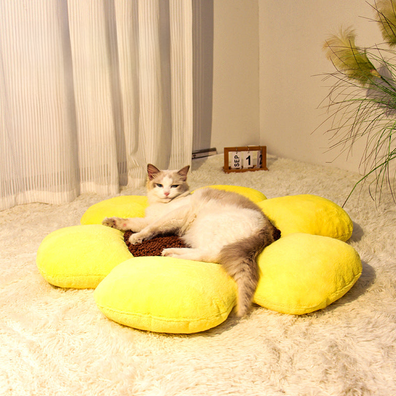 Round Flower Pet Warm Plush Nest