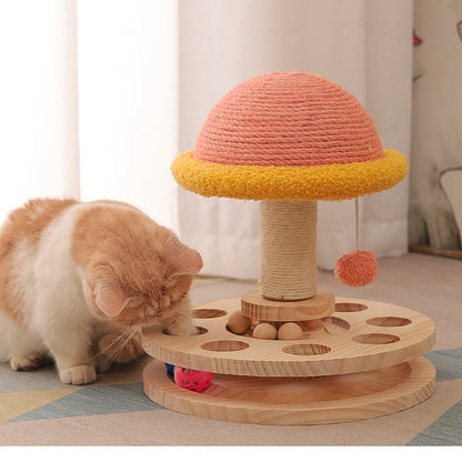 Solid Wood Sisal Grinding Claw Turntable Toy