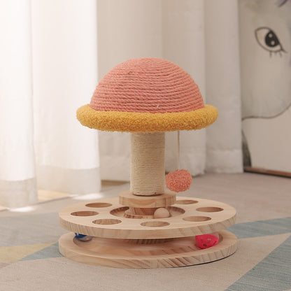 Solid Wood Sisal Grinding Claw Turntable Toy