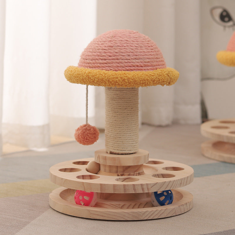 Solid Wood Sisal Grinding Claw Turntable Toy