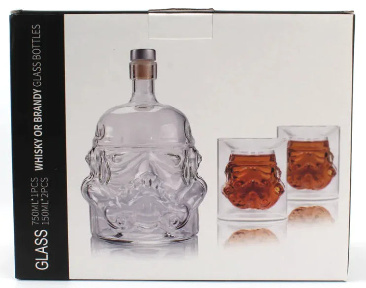 Borosilicate skull shaped glass decanter