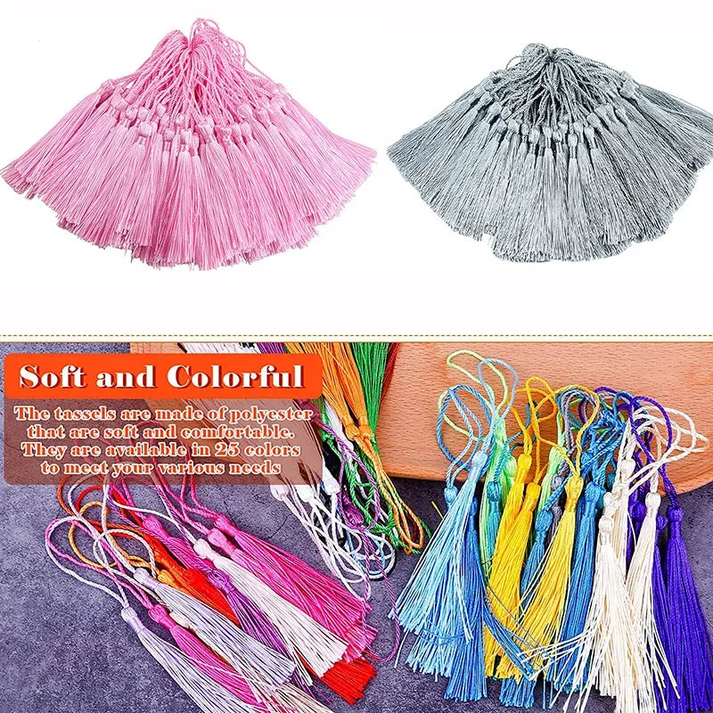 100Pcs 13cm Silky Tassels Floss Bookmark Tassels