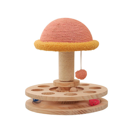 Solid Wood Sisal Grinding Claw Turntable Toy