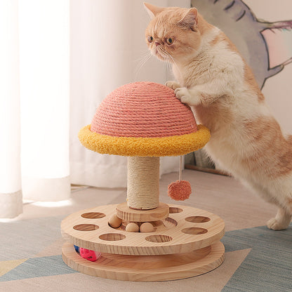 Solid Wood Sisal Grinding Claw Turntable Toy